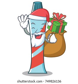Santa with gift toothpaste character cartoon style