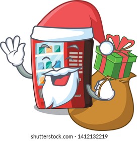 Santa with gift toy vending machine above cartoon table