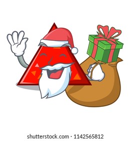 Santa with gift triangel mascot cartoon style