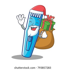 Santa with gift trimmer mascot cartoon style