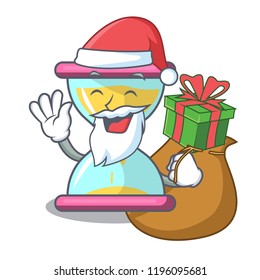 Santa with gift vintage hourglass isolated 