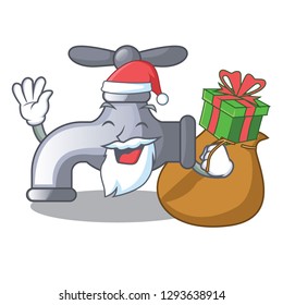 Santa with gift water tap in shape wooden cartoon