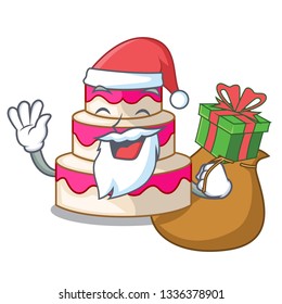 Santa with gift wedding cake isolated with the mascot