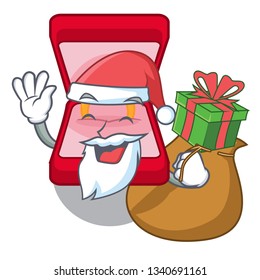 Santa with gift wedding ring box in character bag
