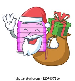 Santa with gift window with blinds isolated on mascot