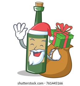 Santa with gift wine bottle character cartoon