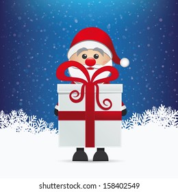 santa and gift winter snowy background