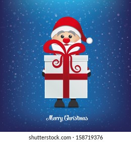 santa and gift winter snowy background
