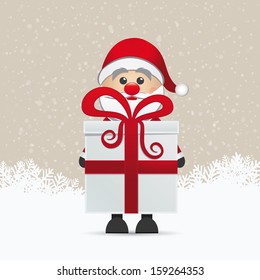 santa and gift winter snowy background