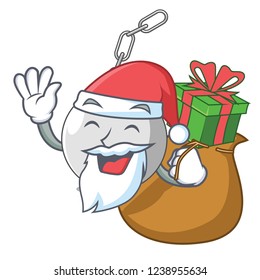 Santa with gift wrecking ball attached character on hitting