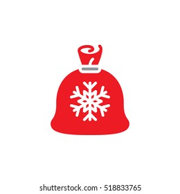 Santa gifts bag icon vector, sack with snowflake filled flat sign, solid colorful pictogram isolated on white, logo illustration