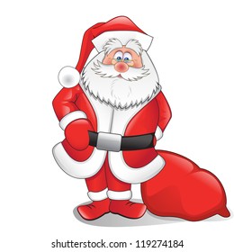 Santa with gifts isolated on a white background