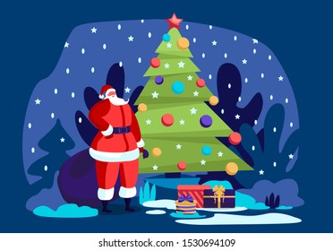 Santa with gifts on New Year's Eve