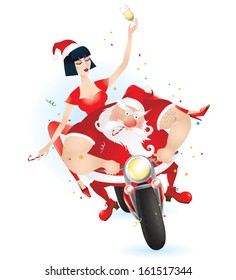 Santa and girl on the bike eps10