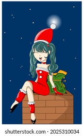 Santa girl on the Chimney