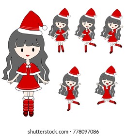 Santa Girl set vector