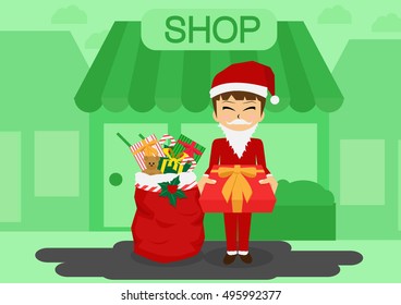  santa giving gift box for Customer.