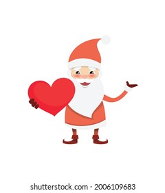 Illustration von Santa Giving Heart Flat Vektorgrafik