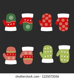 Santa gloves set flat design illustration in Christmas season for holidays celebration