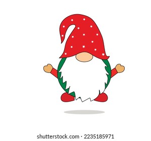 Santa gnome Vector Illustration. Christmas and Happy New Year icons. Party celebration.