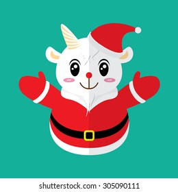 Santa Goat Icon. Christmas symbol flat design. Vector illustration. Can use of banner, brochure, flyer, greeting card.