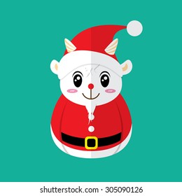 Santa Goat Icon. Christmas symbol flat design. Vector illustration. Can use of banner, brochure, flyer, greeting card.