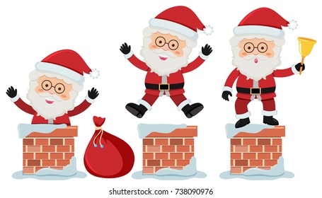 Ilustración de Santa en las chimeneas