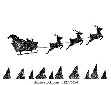 santa going drawing concept