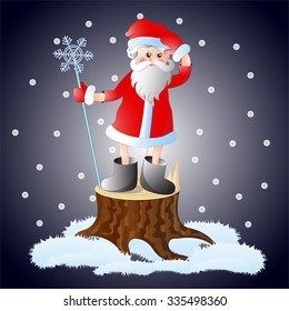 Santa got lost on the night of Christmas. Vector illustration.