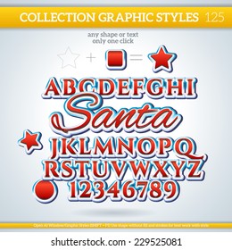 Santa Graphic Styles for Design. Graphic styles can be use for decor, text, title, cards, events, posters, icons, logo and other. 