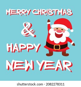 Santa graphics with merry christmas and new year typography
