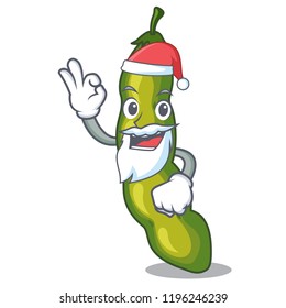 Santa green beans pod isolated on mascot