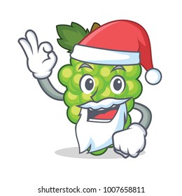 Santa green grapes mascot cartoon