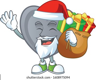 Santa grey love Cartoon character design having box of gift