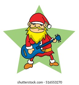 Santa with guitar vector illustration