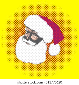 Santa hand drawing doodle comic retro pop art