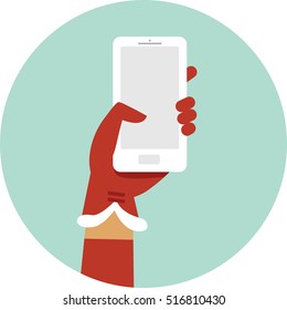 Santa hand holding smartphone