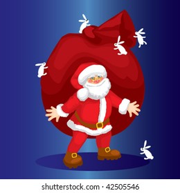 Santa with hares.