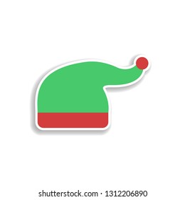 Santa hat 2 colored line sticker icon. Elements of Christmas in color icons. Simple icon for websites, web design, mobile app, info graphics
