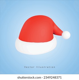 santa hat in 3d vector illustration