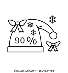 Santa hat 90% icon. Simple line, outline vector elements of winter sale icons for ui and ux, website or mobile application