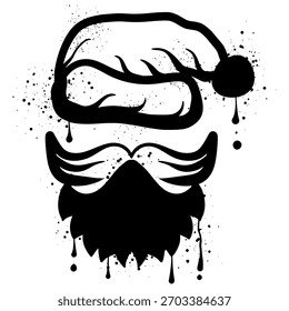 Santa hat and beard graffiti with black spray paint