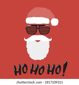 Weihnachtsmütze und Bart mit hogeschno message.Vector hoguro Phrase Illustration aus der Weihnachtskollektion.v