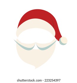 santa hat and beard isolated background