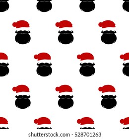 Santa hat and beard seamless pattern. Simple illustration of Santa hat and beard vector pattern for web