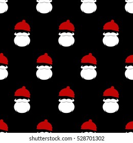 Santa hat and beard seamless pattern. Simple illustration of Santa hat and beard vector pattern for web