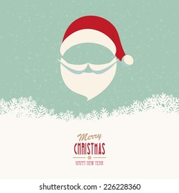 santa hat and beard snowy winter background