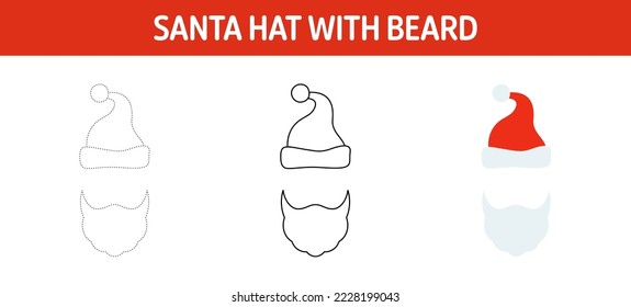Santa Hat con la hoja de cálculo de seguimiento y coloreado de barba para niños