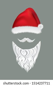 Santa hat and beard. vector