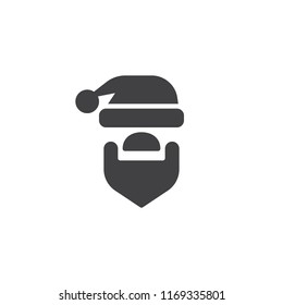 Santa hat and beard vector icon. filled flat sign for mobile concept and web design. Costume party simple solid icon. Symbol, logo illustration. Pixel perfect vector graphics